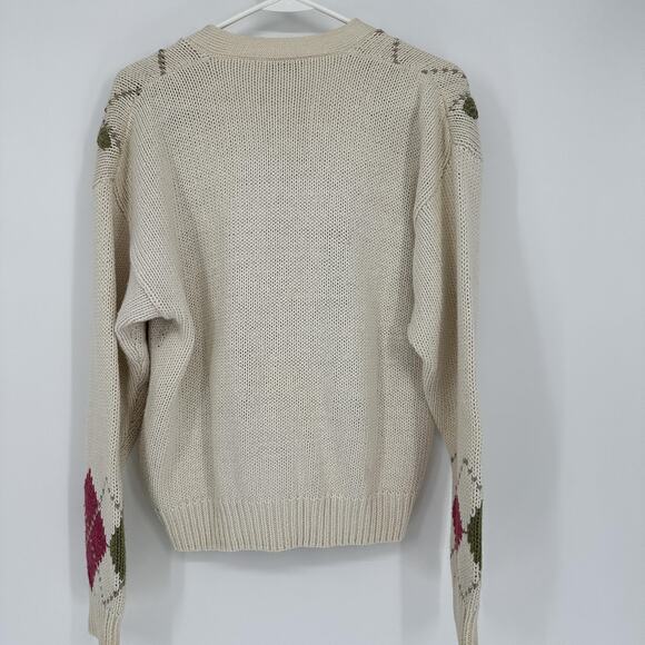 Ralsey Sweater Womens Large Floral Argyle Button Cardigan Vintage Style Knit - Picture 9 of 11